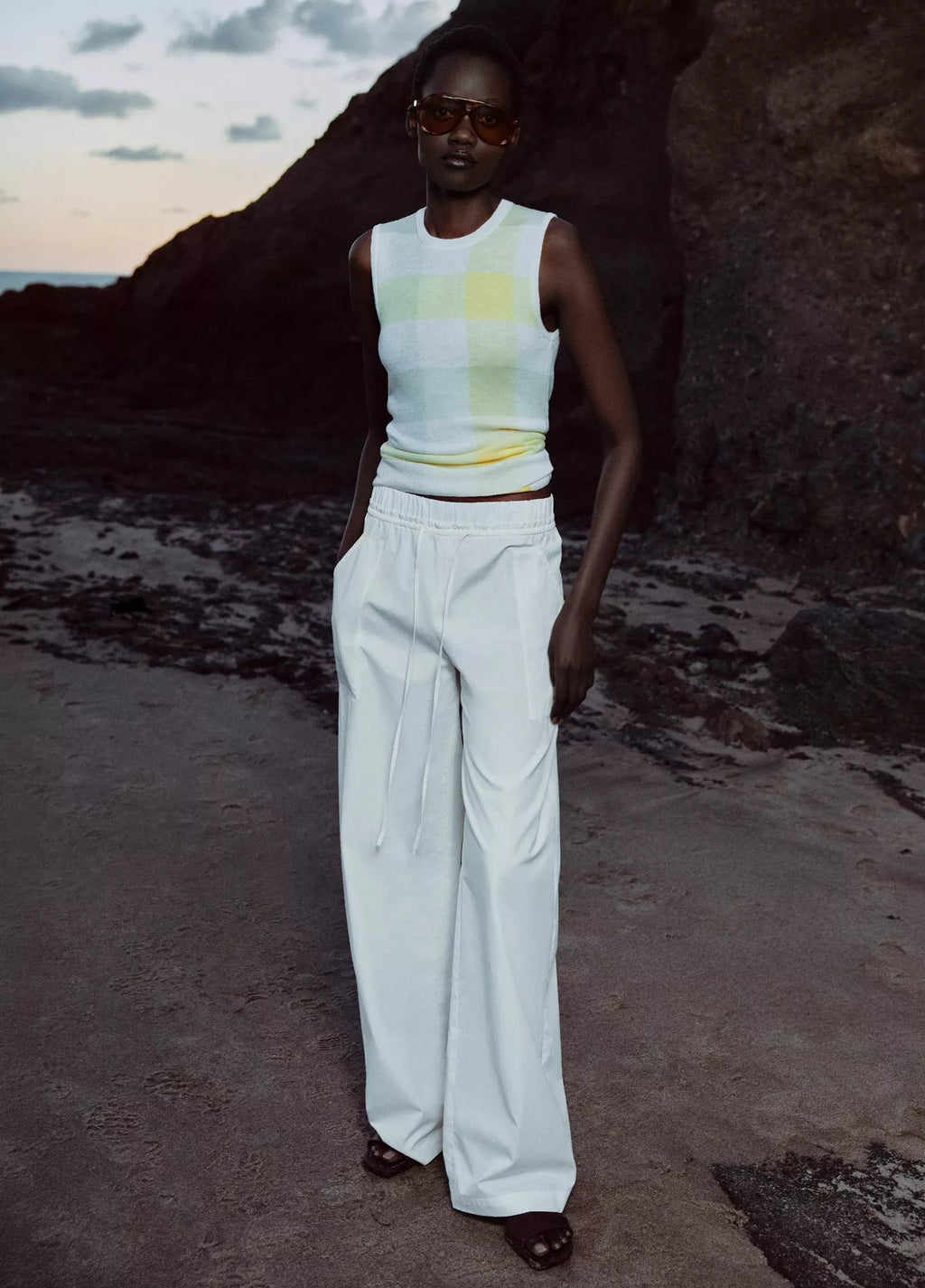 Vince -  Cotton Double-Waist Drawstring Pant
