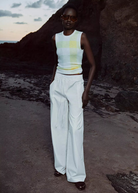 Vince -  Cotton Double-Waist Drawstring Pant