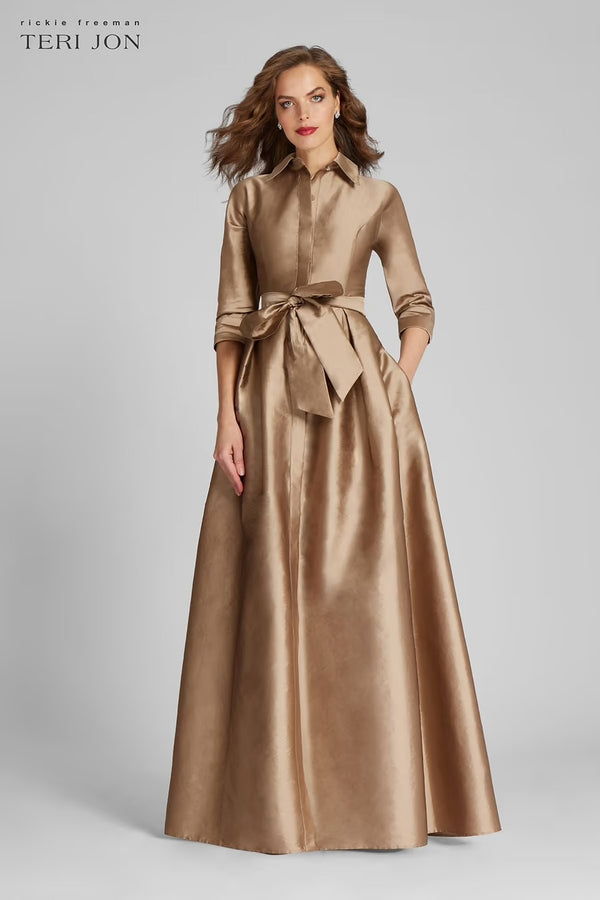 Teri Jon - Tafetta Shirt Gown – view 1