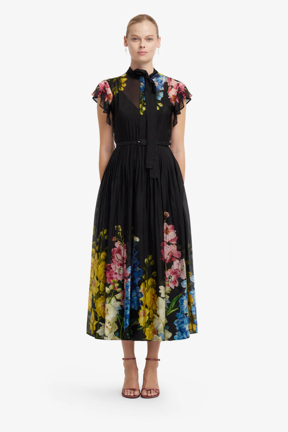 Leo Lin - Grace Flutter Sleeve Midi Dress