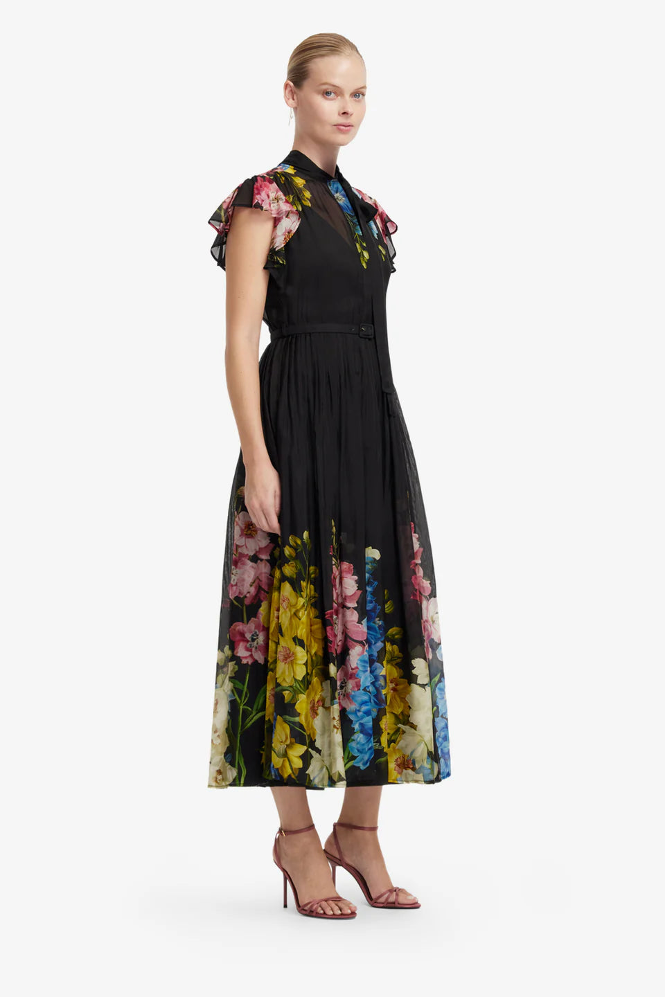 Leo Lin - Grace Flutter Sleeve Midi Dress