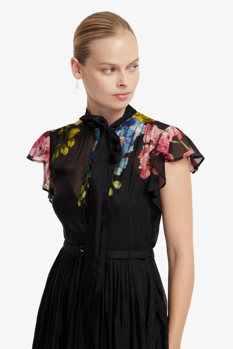 Leo Lin - Grace Flutter Sleeve Midi Dress