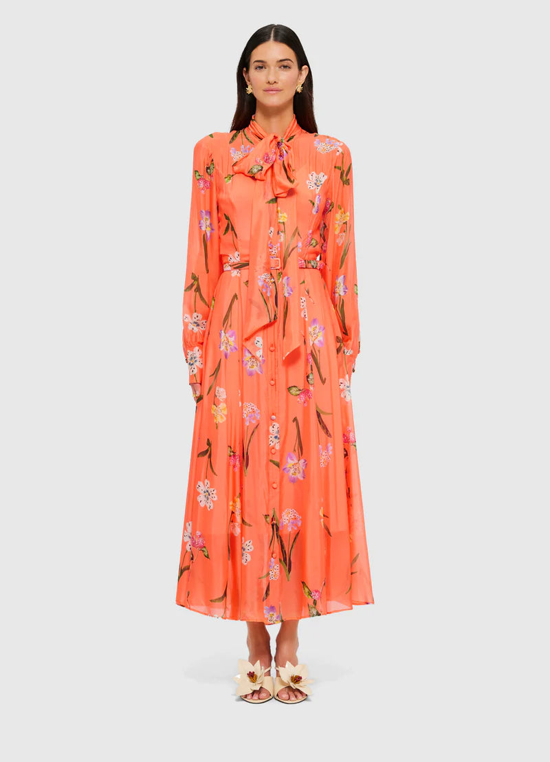 Leo Lin - Liliane Tie Neck Midi Dress