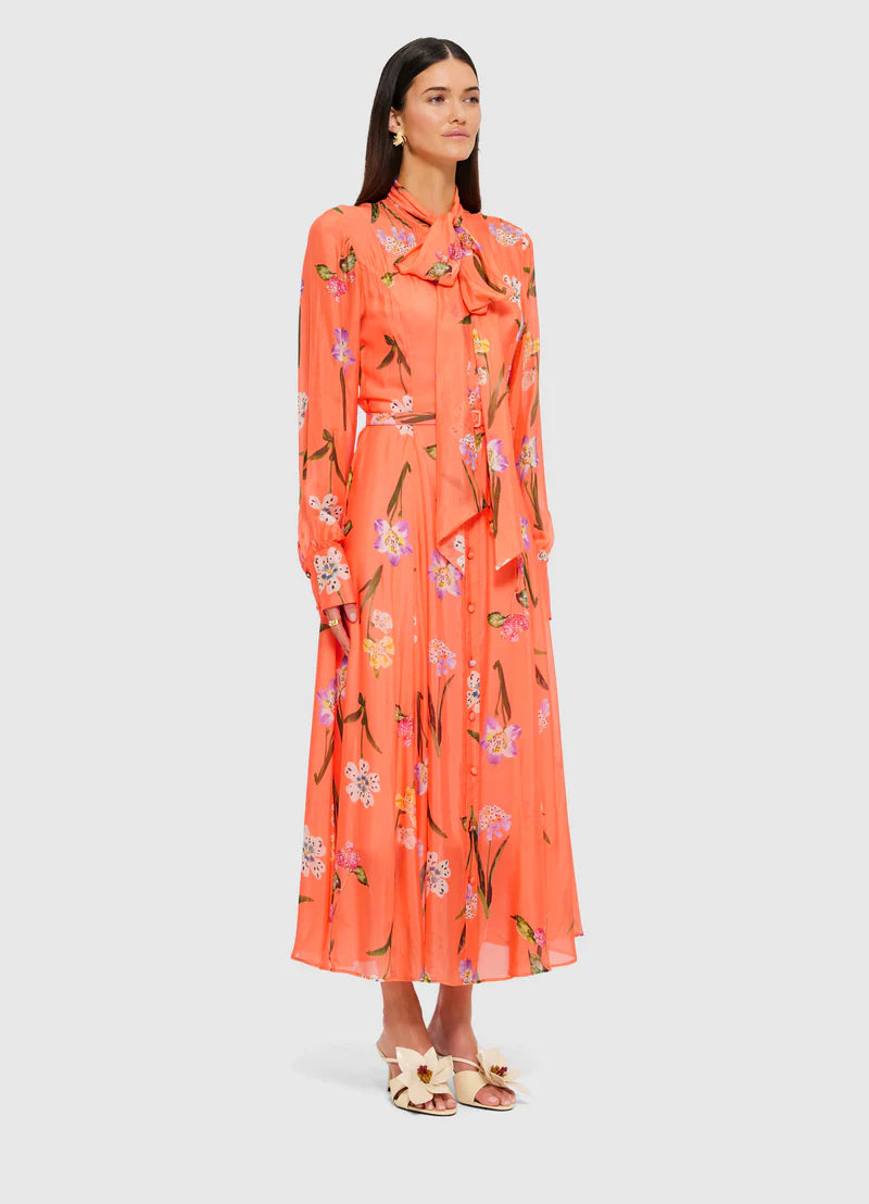 Leo Lin - Liliane Tie Neck Midi Dress