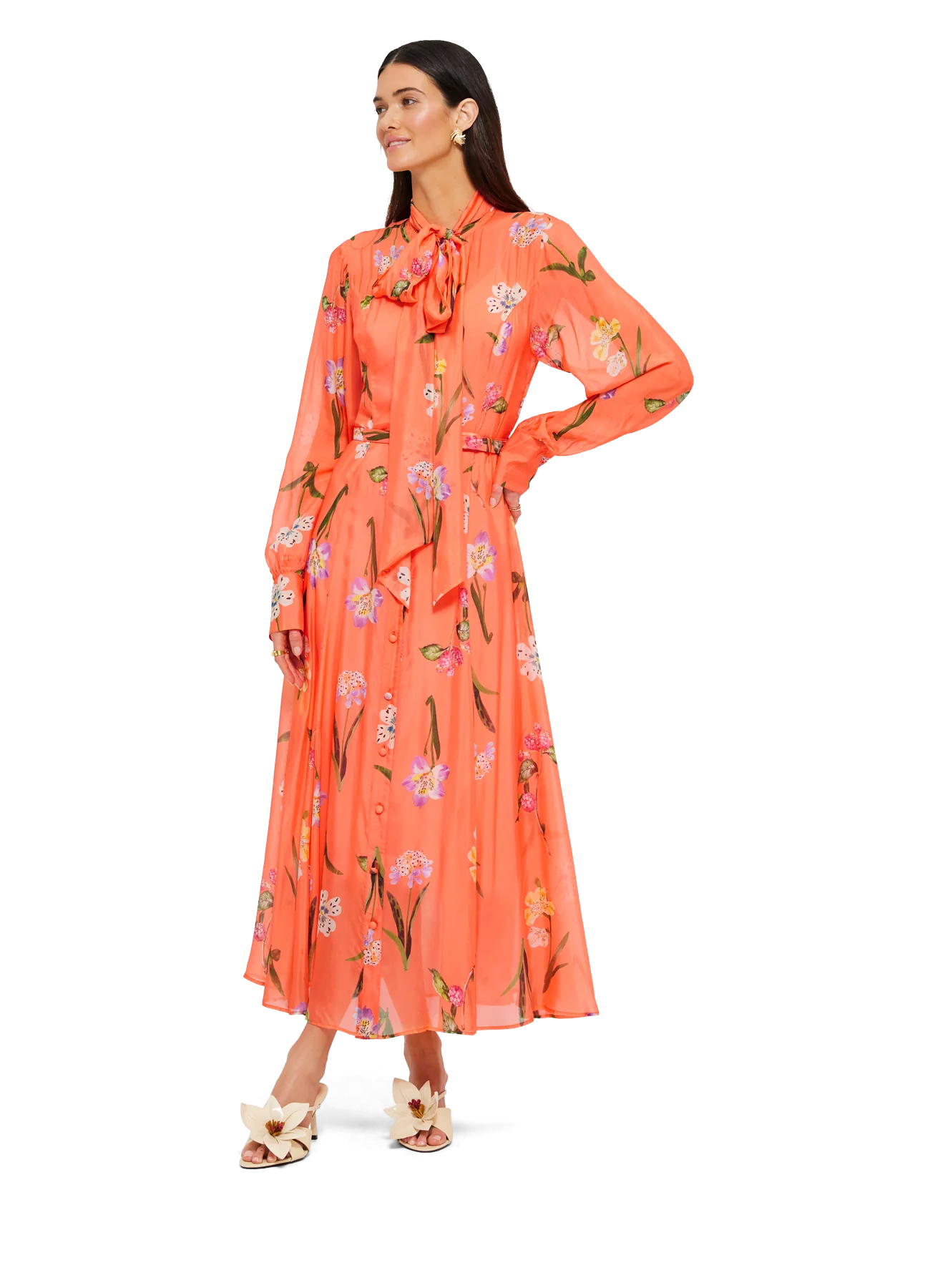 Leo Lin - Liliane Tie Neck Midi Dress